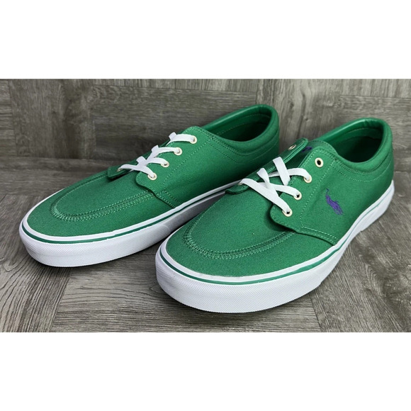 Polo Ralph Lauren Mens Size 10 Faxon X Trim Canvas Green Sneakers Shoes Lace-Up - Picture 3 of 7